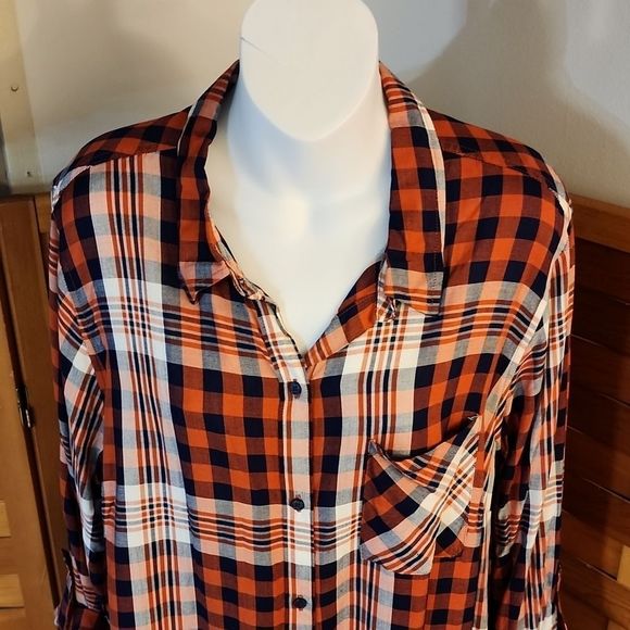 CATO brand plaid cotton button down shirt - Picture 2 of 11